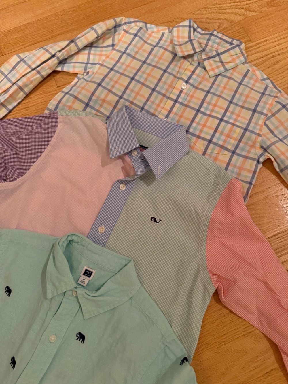 Pastel Boys Long Sleeve Button Down Preppy Shirts Bundle Size 6